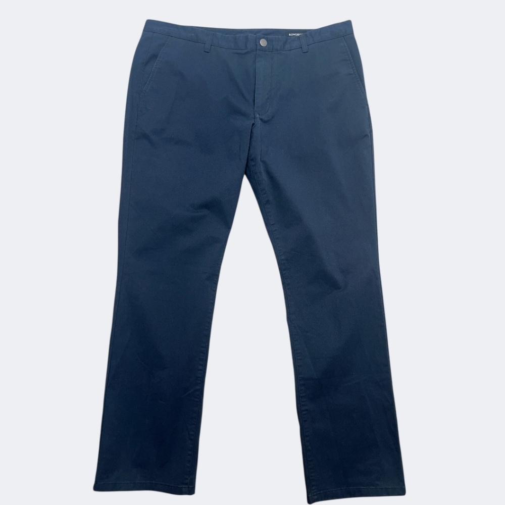 Bonobos Chino Pants Mens 40x32‎ Navy Slim Fit Stretch Cotton Flat Front Straight
